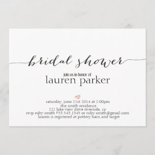 Invitación nupcial elegante y simple de la ducha