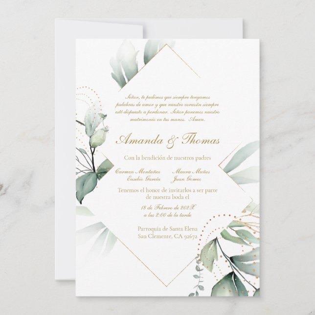 Invitación nupcial en España (Anverso)