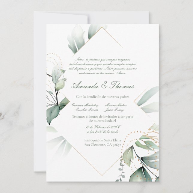 Invitación nupcial en España (Anverso)