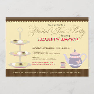 Invitación nupcial encantadora de la fiesta del té