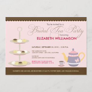 Invitación nupcial encantadora de la fiesta del té