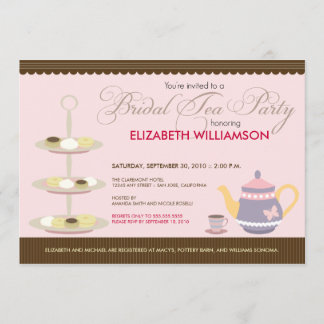Invitación nupcial encantadora de la fiesta del té
