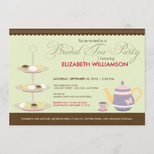 Invitación nupcial encantadora de la fiesta del té