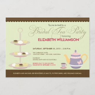 Invitación nupcial encantadora de la fiesta del té