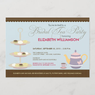 Invitación nupcial encantadora de la fiesta del té