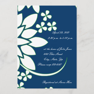 Invitación nupcial floral azul y blanca de la