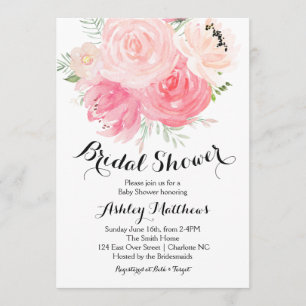 invitación nupcial floral blanca y púrpura de la
