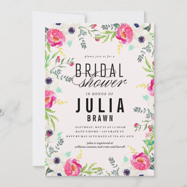 Invitación nupcial FLORAL BOHEMIA de la ducha (Anverso)