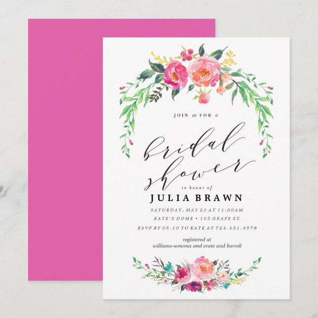 Invitación nupcial FLORAL BOHEMIA de la ducha (Anverso / Reverso)