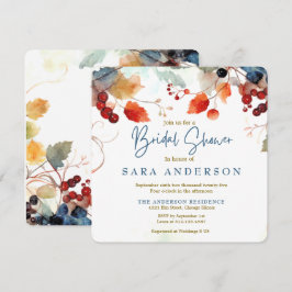 Invitación nupcial floral de acuarela de otoño