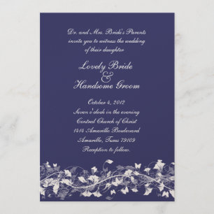 Invitación nupcial floral de la boda de la marina