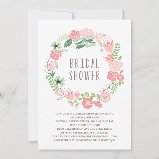 Invitación nupcial floral de la ducha de la (Anverso)