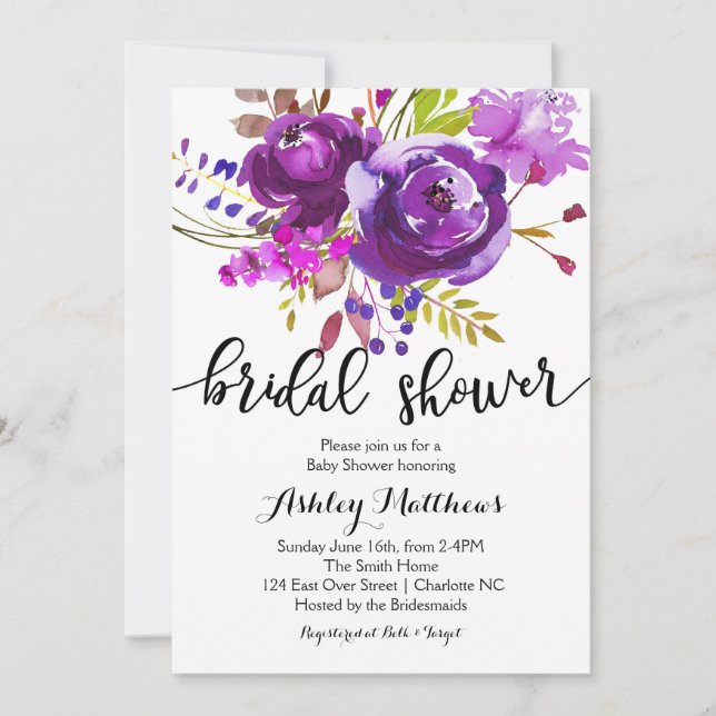 Invitación nupcial floral de la ducha de la (Anverso)