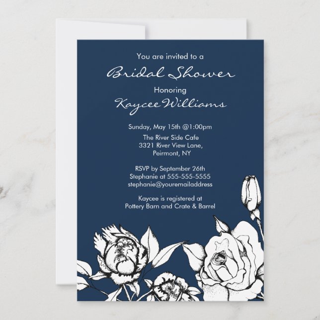 Invitación nupcial floral elegante de la ducha (Anverso)