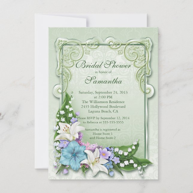 Invitación nupcial floral elegante de la ducha de (Anverso)