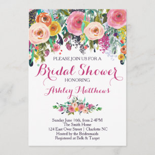 Invitación nupcial floral hermosa de la ducha,