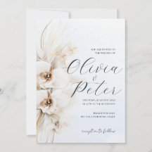 Invitación nupcial floral neutral de Boho