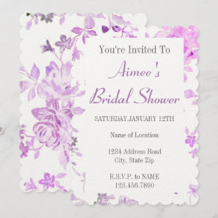 Invitación nupcial floral púrpura de la ducha