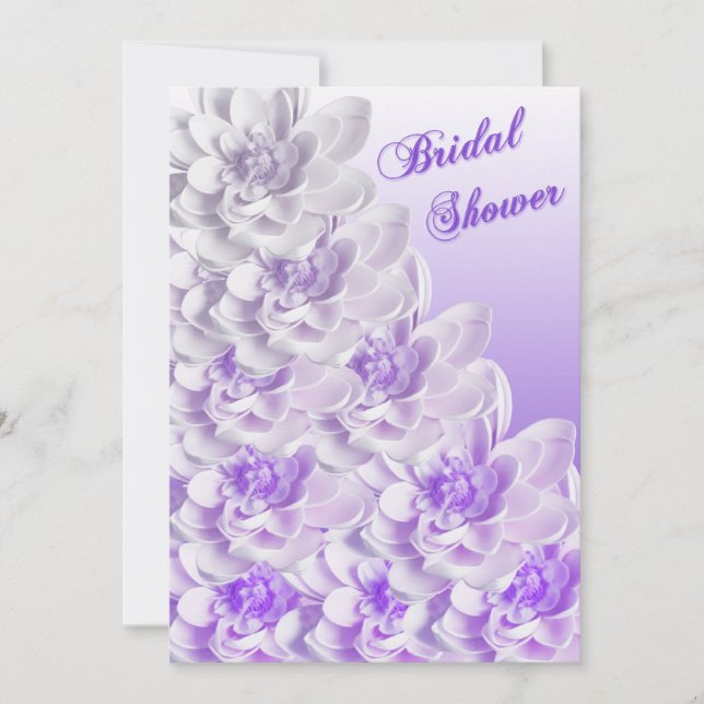 Invitación nupcial floral púrpura de la ducha de (Anverso)