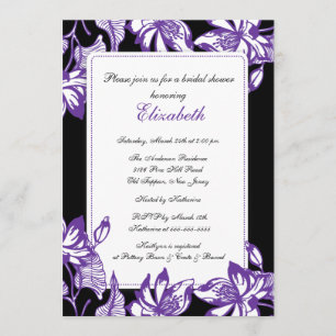 Invitación nupcial floral púrpura de moda de la