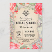 Invitación nupcial floral roja de la ducha del
