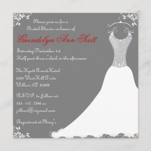 Invitación nupcial gris del vestido de boda de la