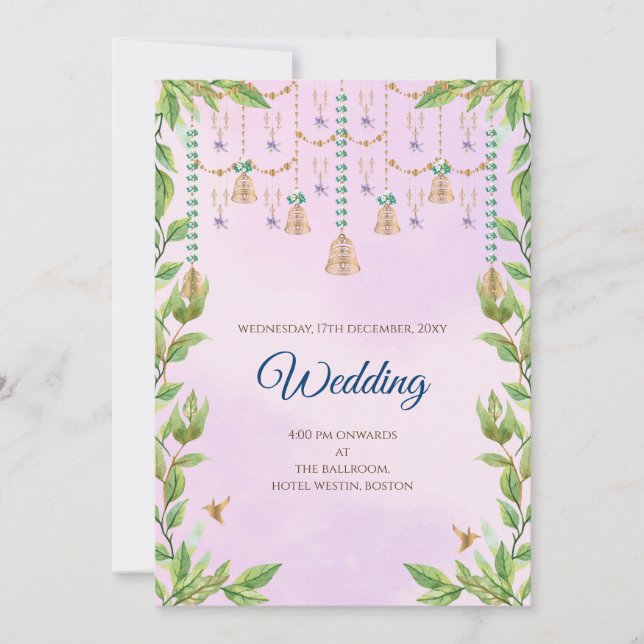 Invitación nupcial hindú digital boda indio (Anverso)