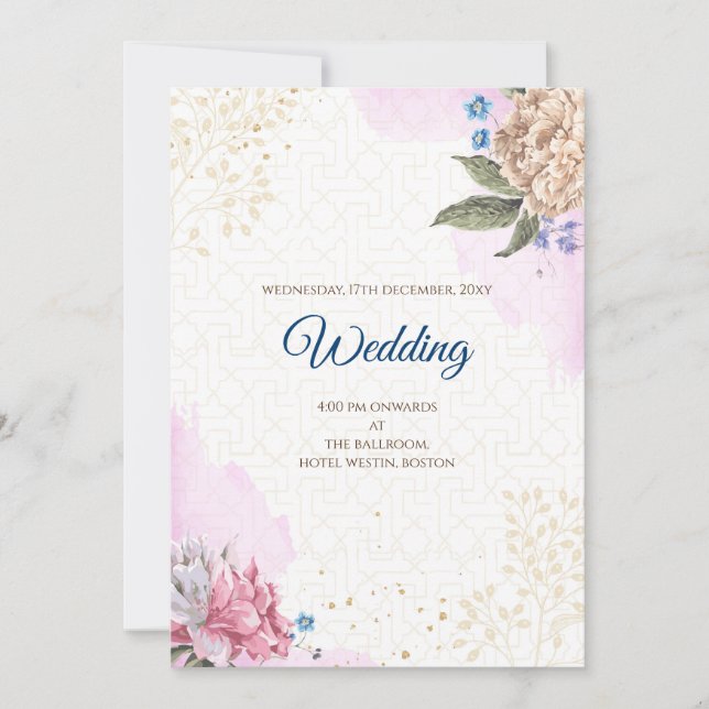 Invitación nupcial hindú digital boda indio (Anverso)