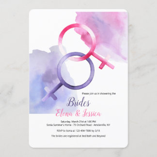 Invitación nupcial lesbiana de la ducha