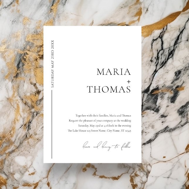 Invitación nupcial mínima en blanco y negro (Subido por el creador)