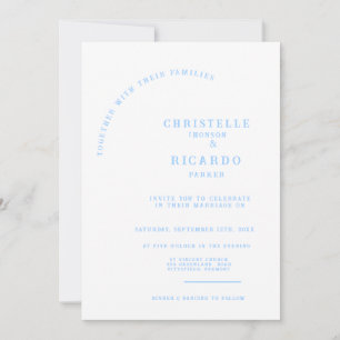 Invitación nupcial minimalista azul polvoriento mo