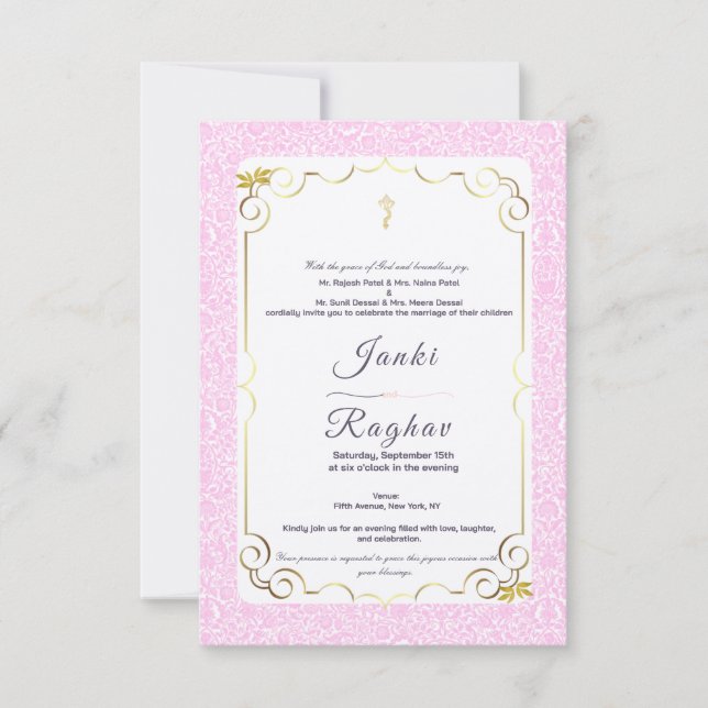 Invitación nupcial minimalista de ganesha (Anverso)