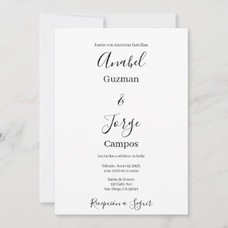Invitación nupcial minimalista en español