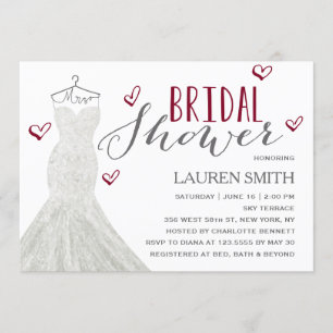 Invitación nupcial moderna de la ducha de Borgoña