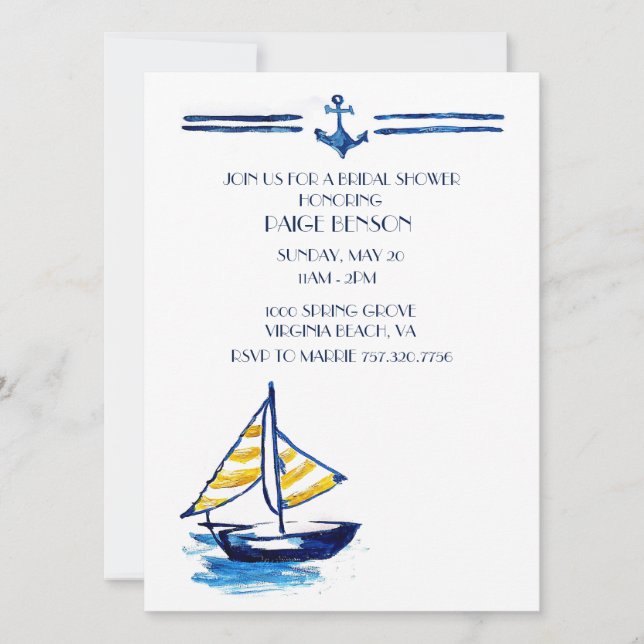 Invitación nupcial náutica de la ducha (Anverso)