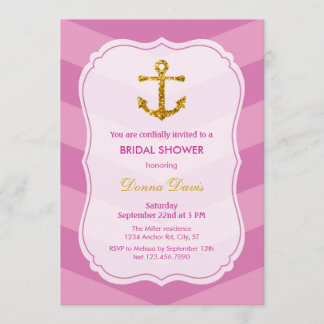 Invitación nupcial náutica de la ducha del ancla