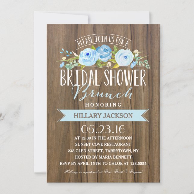 Invitación nupcial nupcial rústica de la ducha de (Anverso)