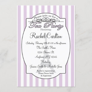 Invitación nupcial púrpura de la fiesta del té de