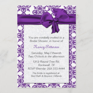 Invitación nupcial púrpura y blanca bonita de la