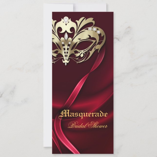 Invitación nupcial roja de la ducha de la (Anverso)