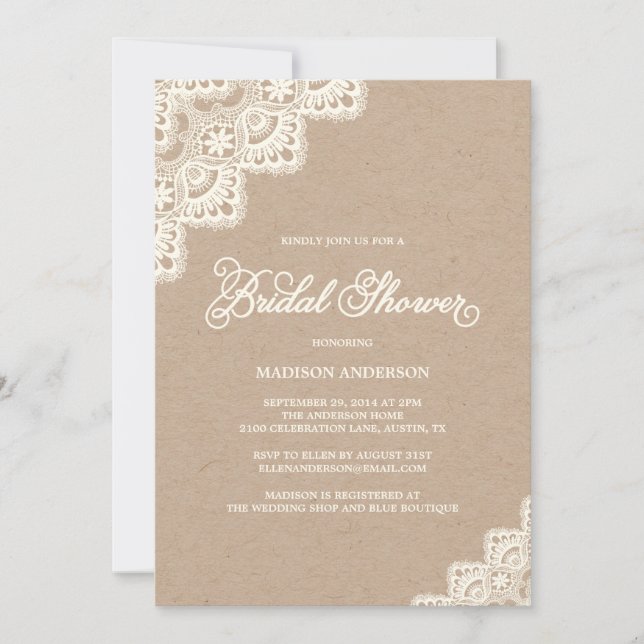Invitación nupcial romántica de la ducha del (Anverso)