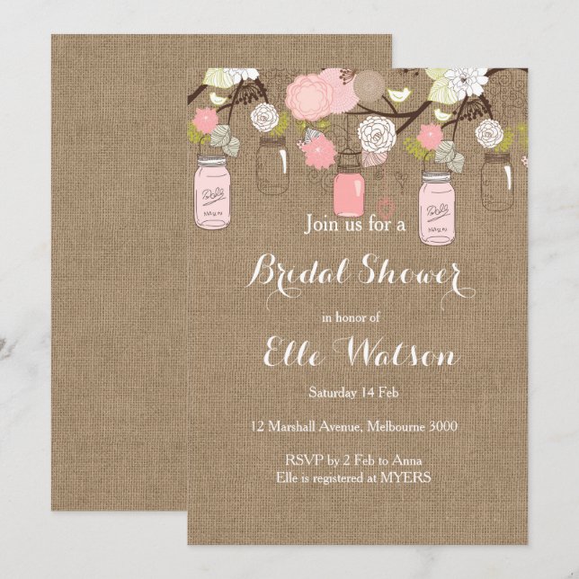Invitación nupcial rosada de la ducha de los (Anverso / Reverso)