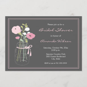 Invitación nupcial rosada y gris de la ducha del