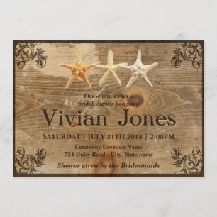 Invitación nupcial rústica de la ducha de madera y