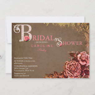 Invitación nupcial subió Victorian de la ducha del
