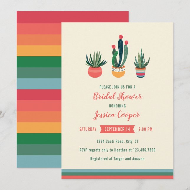 Invitación nupcial suculenta de la ducha de los (Anverso / Reverso)