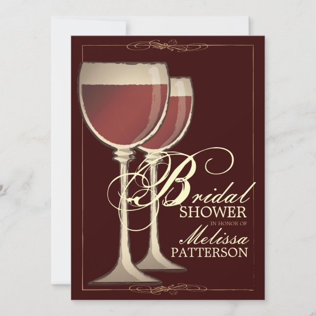 Invitación nupcial temática de la ducha del vino (Anverso)