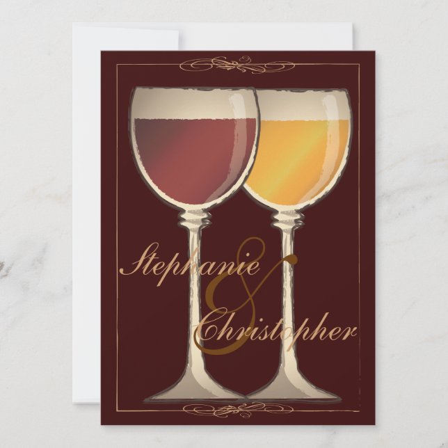 Invitación nupcial temática de la ducha del vino (Anverso)