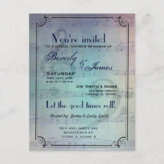 Invitación nupcial temática musical de la ducha