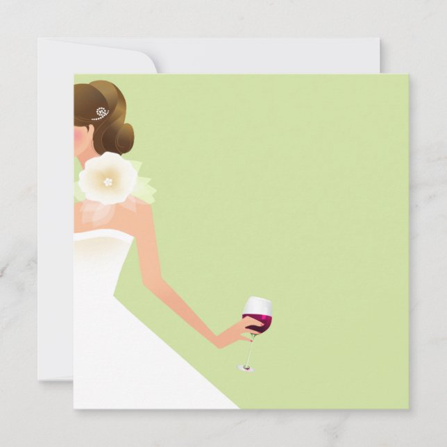 Invitación nupcial verde clara del vino de la (Anverso)